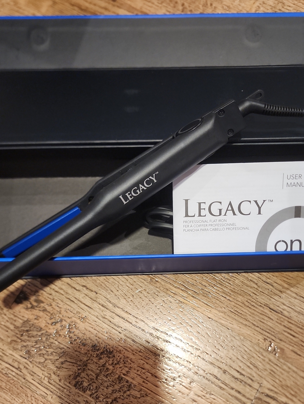 Legacy Black Flat Iron with Blue Accents